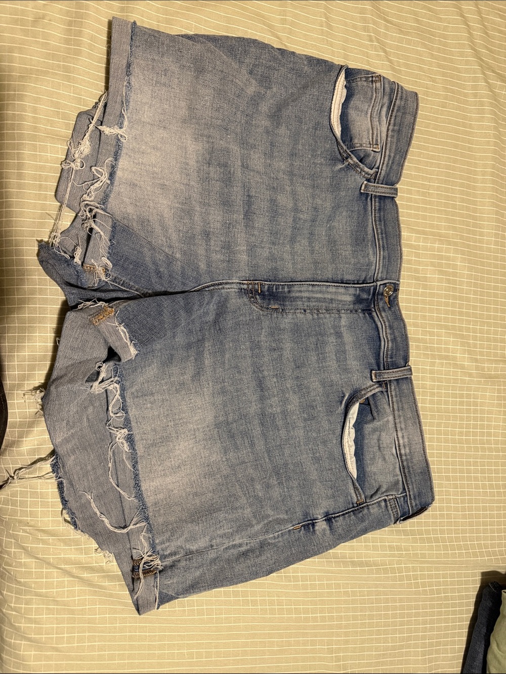 Light Blue Distressed Boyfriend Denim Shorts